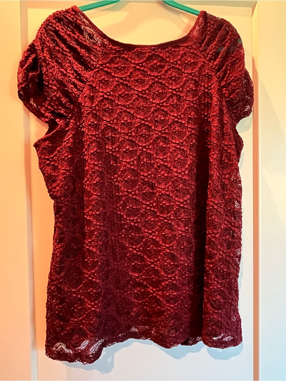 Fashion Bug Burgundy Crushed Lace Scoop Neck Top - Picture 4 of 4